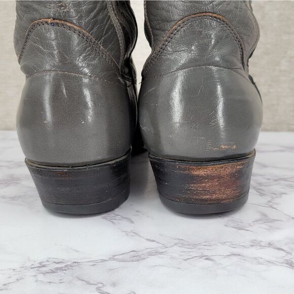 Sanders Vintage Leather Gray Western Cowboy Boots Men's 10D - Picture 7 of 14